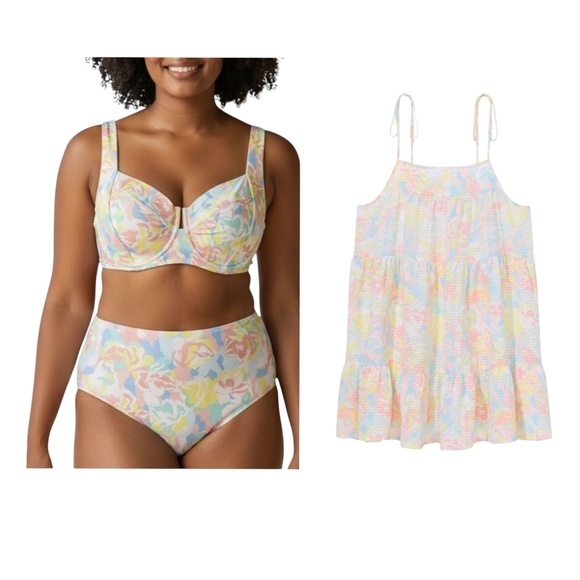 Victoria's Secret Floral Bikini Swimsuit & Matching Cover-up - Picture 1 of 9